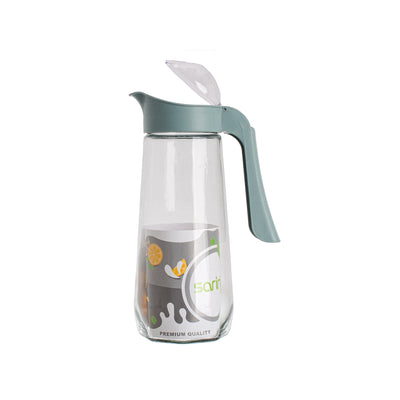A glass jug of drinking water and juices with a rose-shaped lid, capacity of 1600 ml