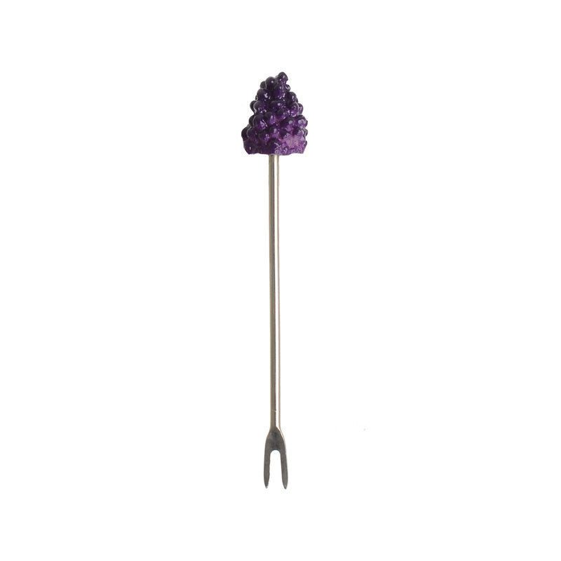 Grape-shaped fruit forks set, 7 pieces, purple