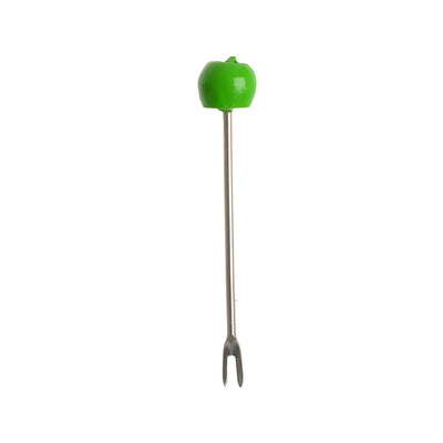 Green apple-shaped fruit forks set, 7 pieces, green color