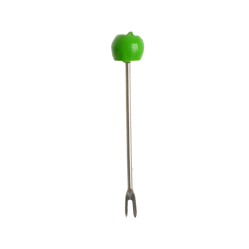 Green apple-shaped fruit forks set, 7 pieces, green color