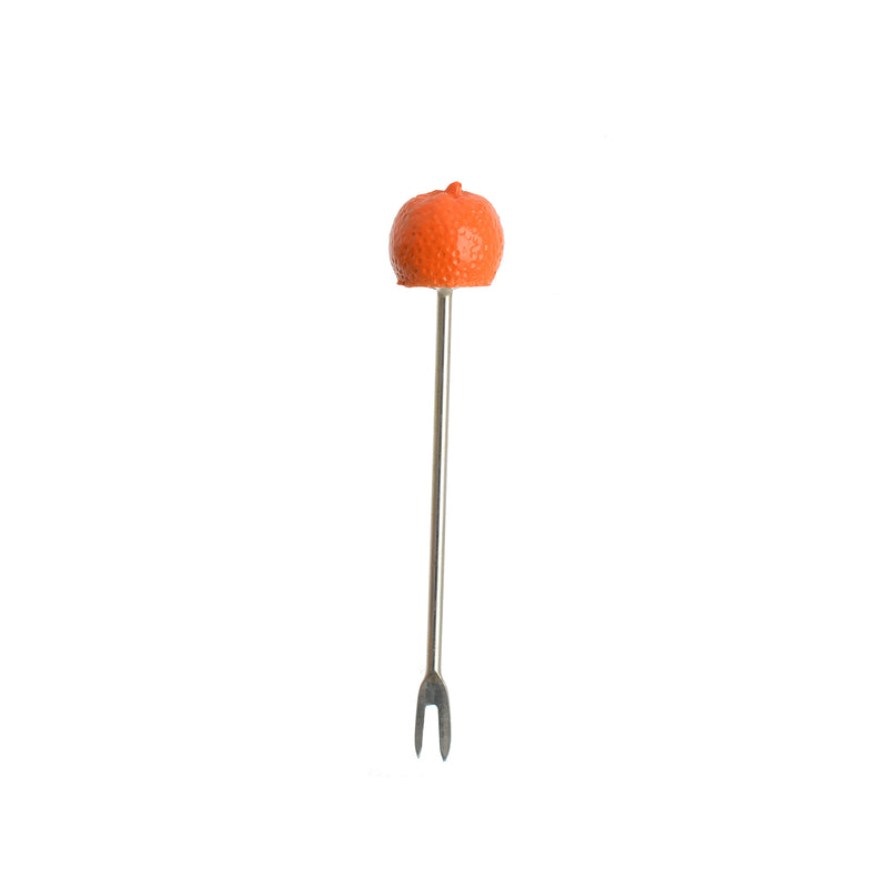 Orange-shaped fruit forks set, 7 pieces, orange