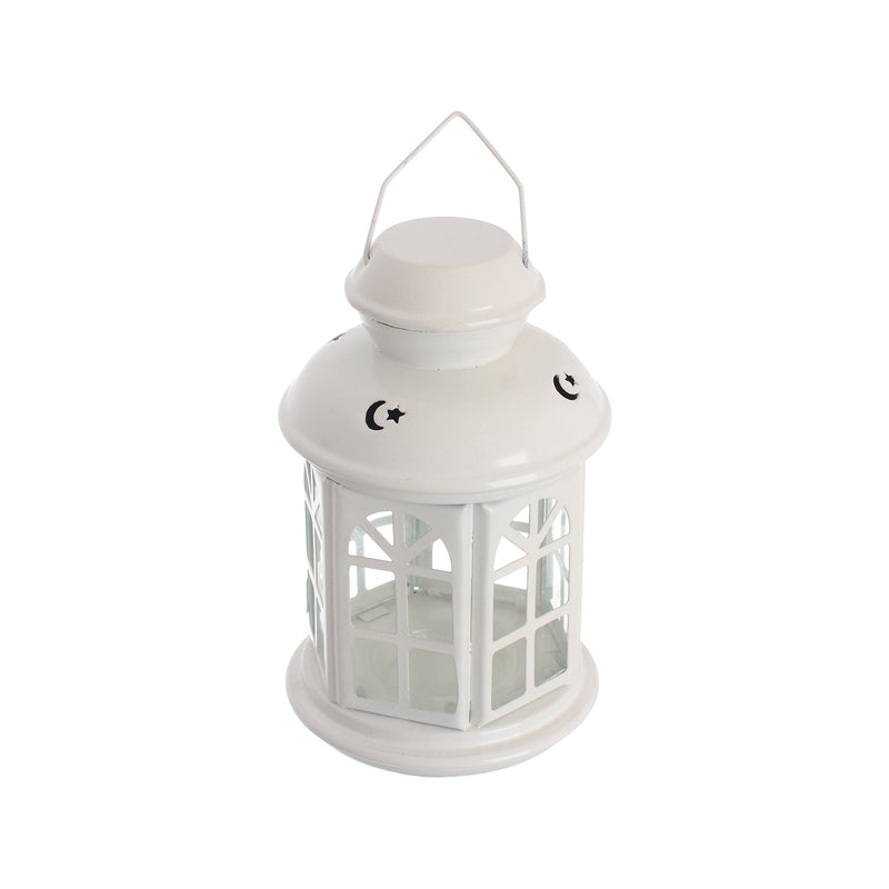 Metal Ramadan lantern designed with glass sides, 19.5 cm