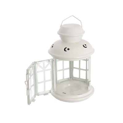 Metal Ramadan lantern designed with glass sides, 19.5 cm