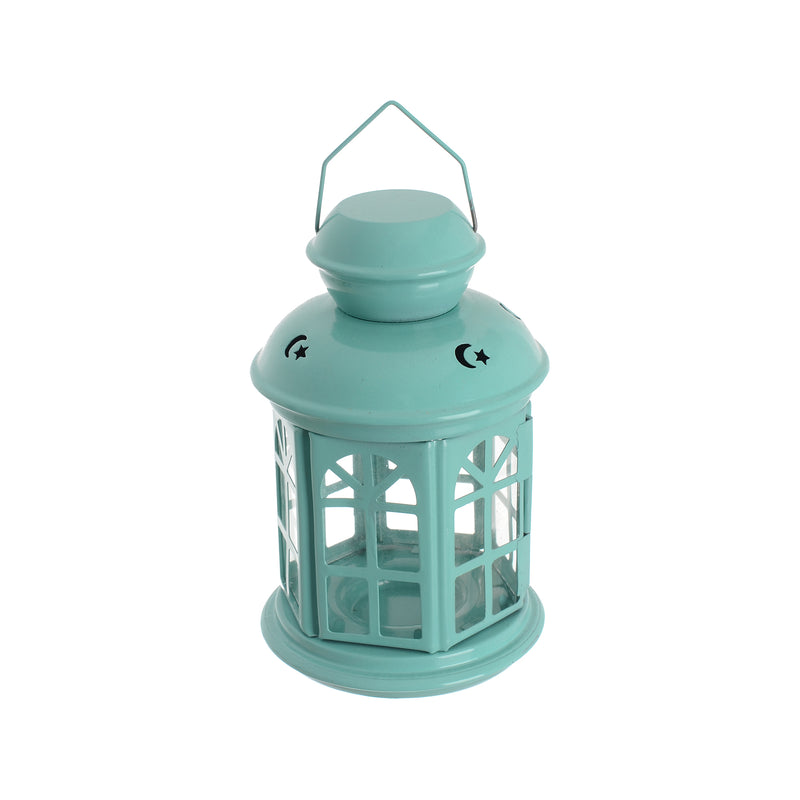 Metal Ramadan lantern designed with glass sides, 19.5 cm