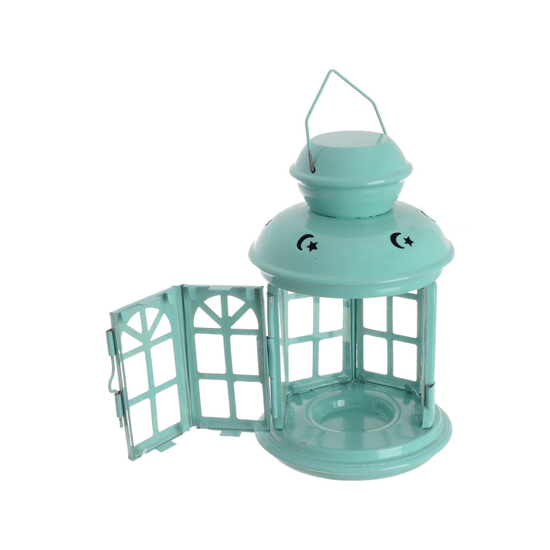 Metal Ramadan lantern designed with glass sides, 19.5 cm