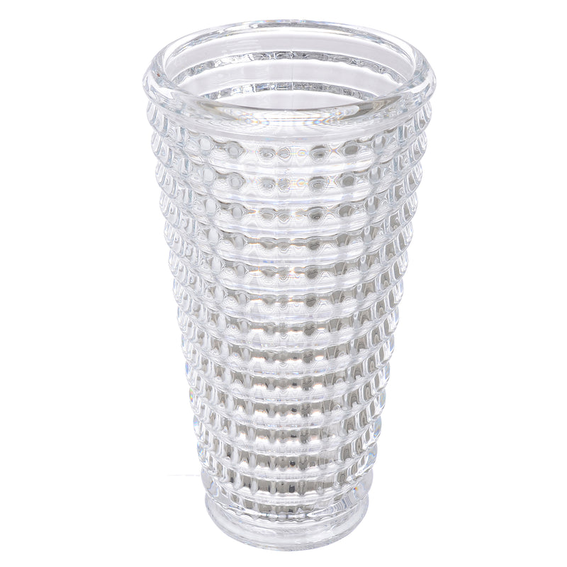 Delisoga Decorative Clear Crystal Glass Flower Vase, 22cm, Clear Color