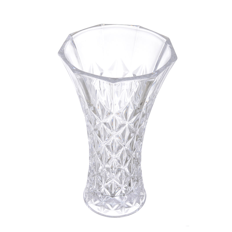 Decorative transparent crystal glass flower vase, 24 cm, transparent color