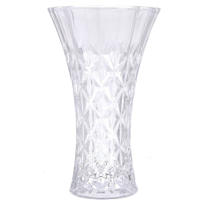 Decorative transparent crystal glass flower vase, 24 cm, transparent color