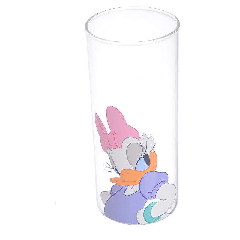 Round transparent pyrex glass cup in the shape of a daisy duck, 14.5 cm, transparent color