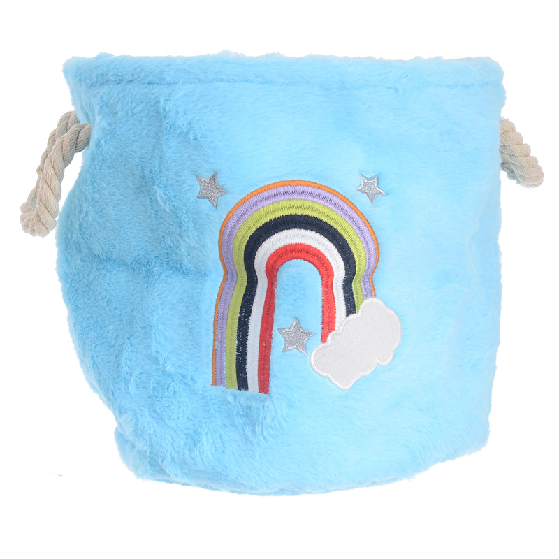 Rainbow fur storage basket