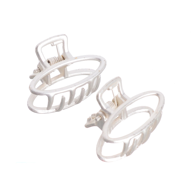 Kart Tok oval hair clip, consisting of two pieces, silver color