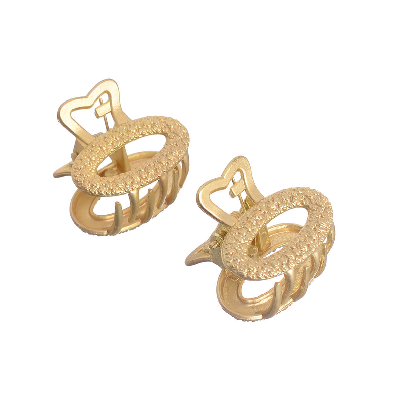 Card toke hair clip, circular shape, consisting of two pieces, golden color