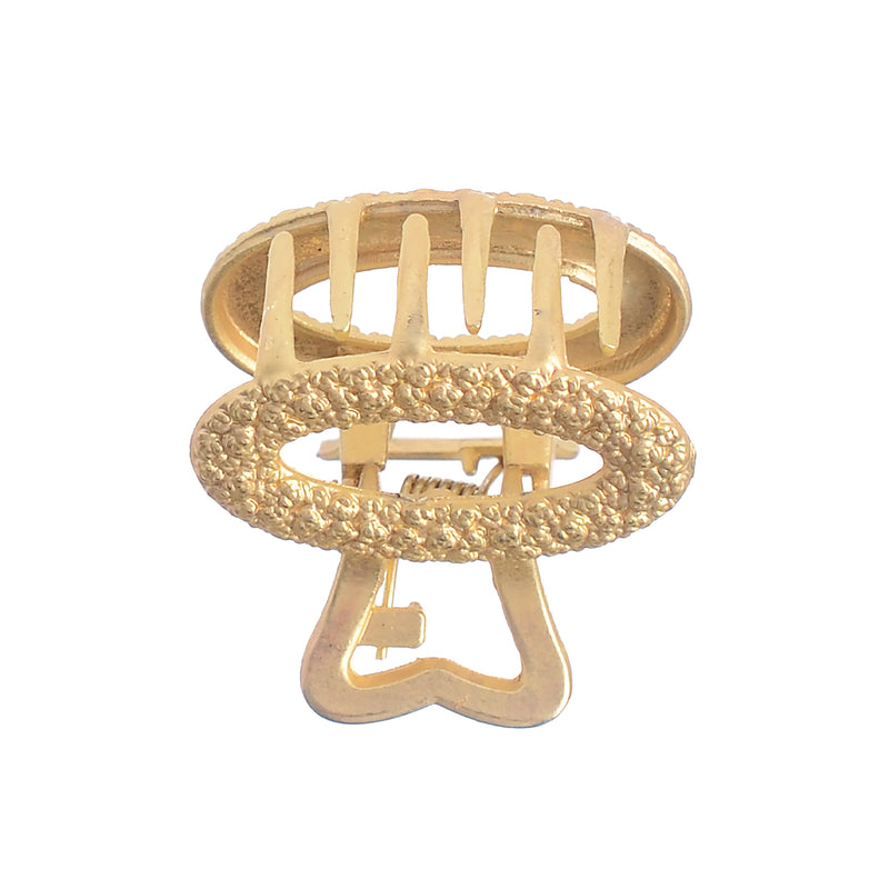 Card toke hair clip, circular shape, consisting of two pieces, golden color