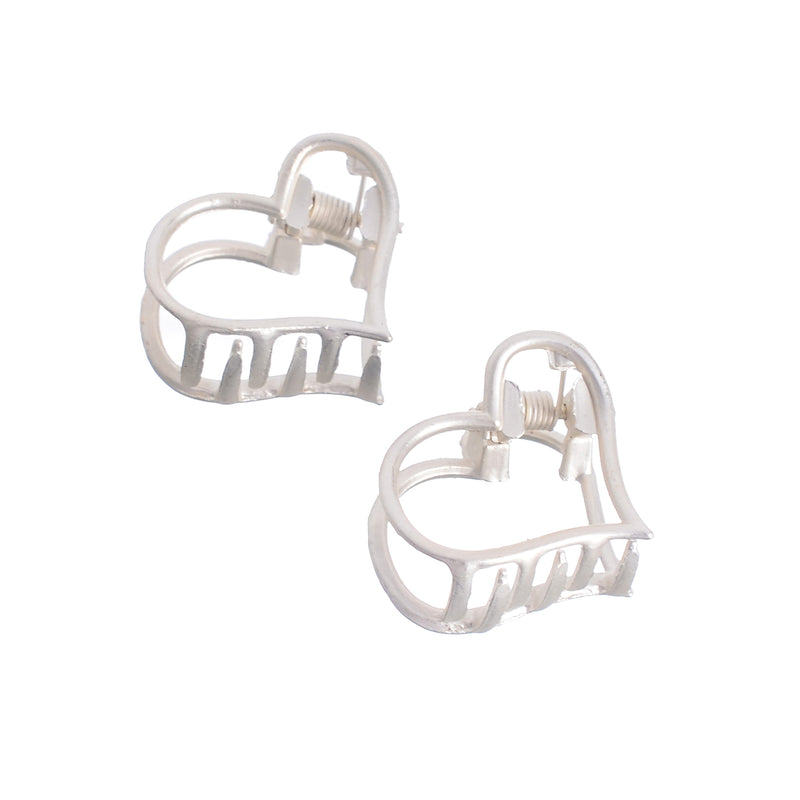 CardTok heart-shaped hair clip, consisting of two pieces, silver color