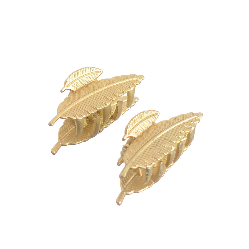 CardTok leaf-shaped hair clip, consisting of two pieces, golden color