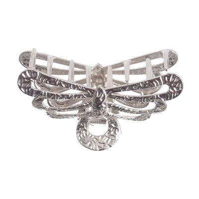 Hair clip, butterfly shape, embossed from metal, silver colour