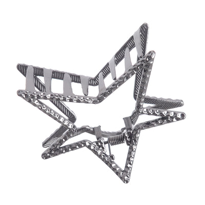 Star-shaped metal hair clip, gray color