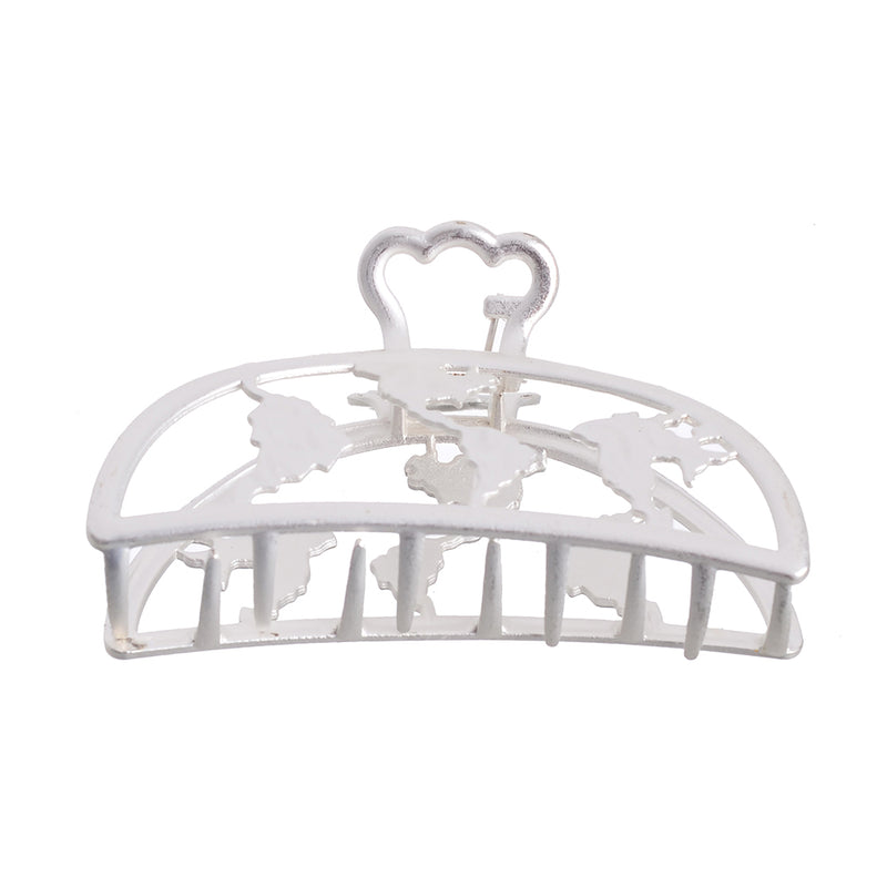 Large metal claw hair clip, white color