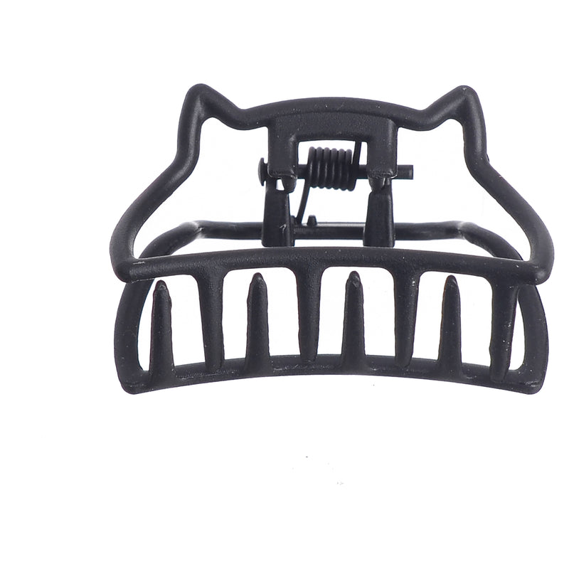 Cat-shaped metal hair clip, black color