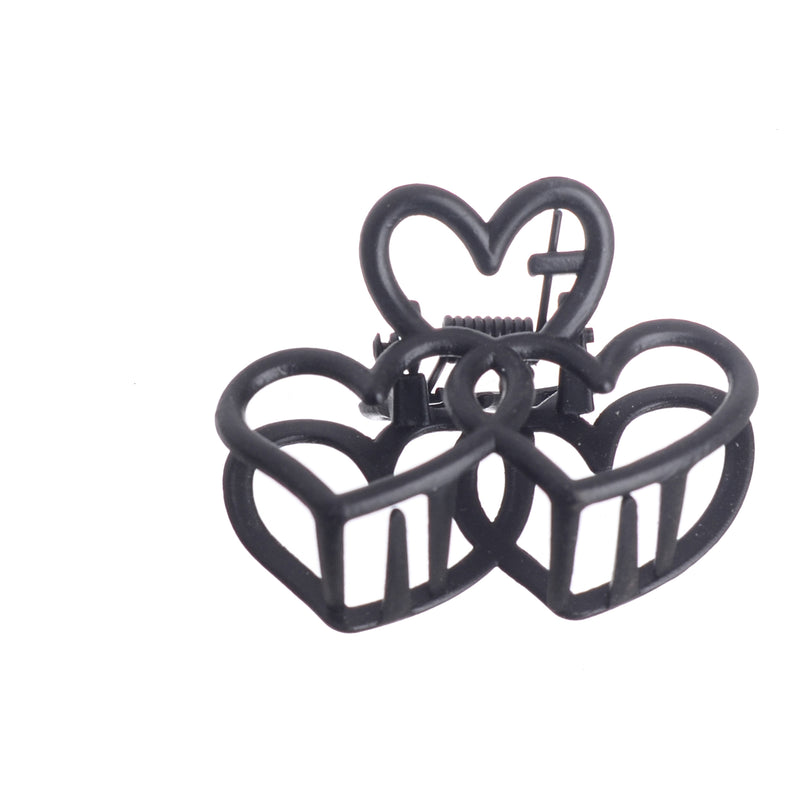 Heart-shaped metal hair clip, black color