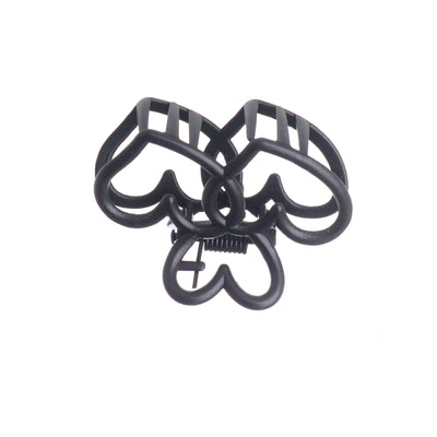 Heart-shaped metal hair clip, black color