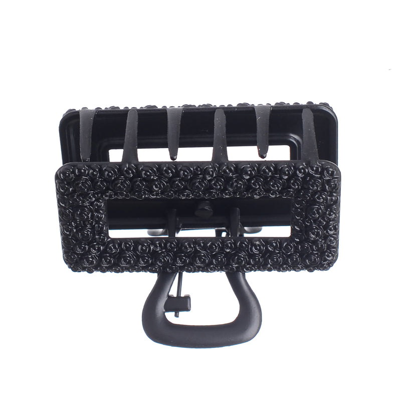 Hair clip, square shape, black metal