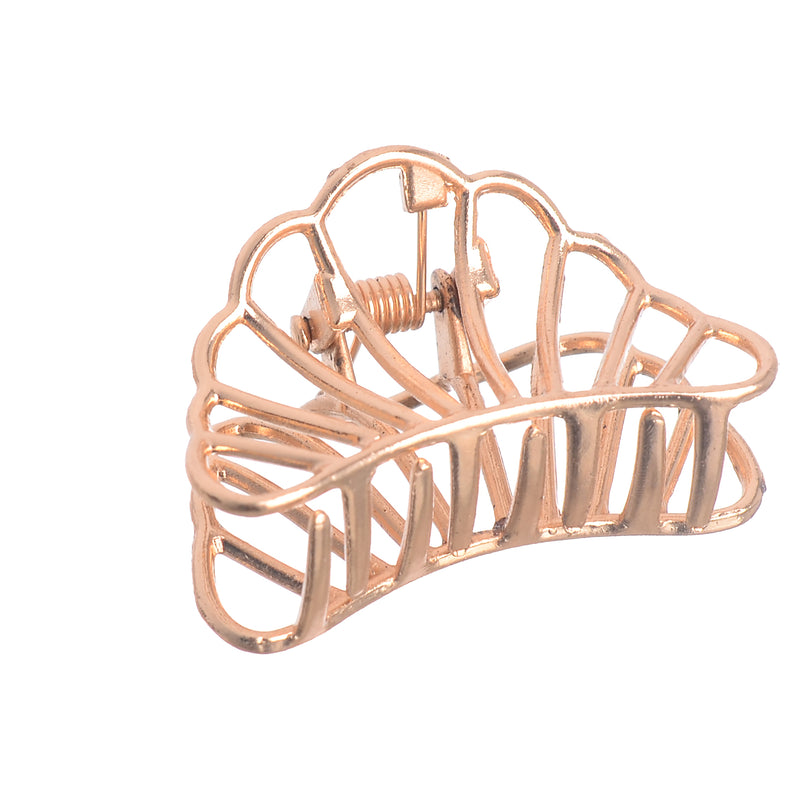 Metal seashell-shaped hair clip, rose gold color