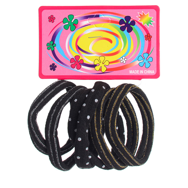 A set of hair elastics for women, different shapes, 6 pieces, black color