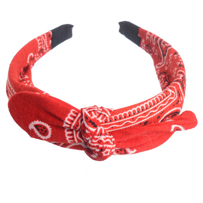 A bow-shaped headband for women, patterned