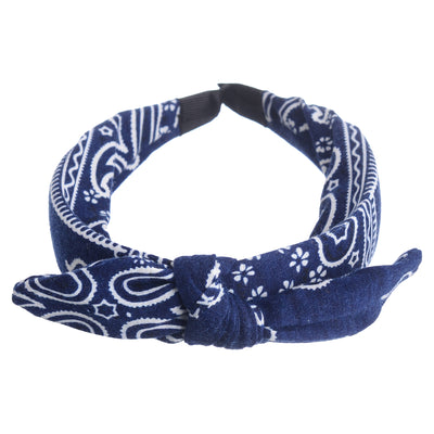 A bow-shaped headband for women, patterned