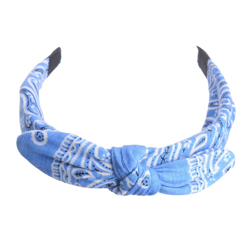 A bow-shaped headband for women, patterned