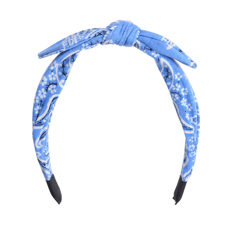 A bow-shaped headband for women, patterned