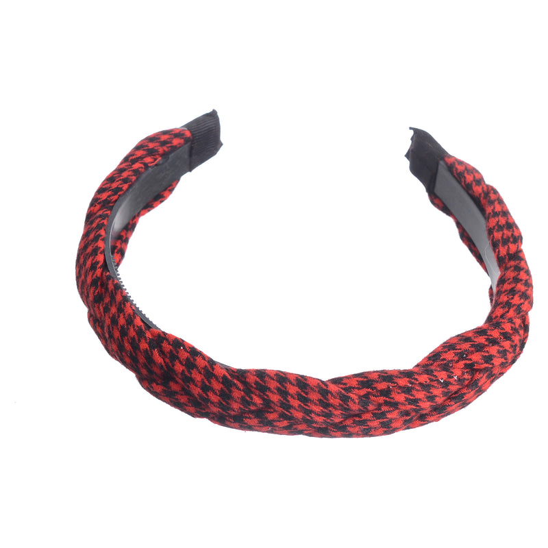 A hairband for women with square plaids in the shape of braids