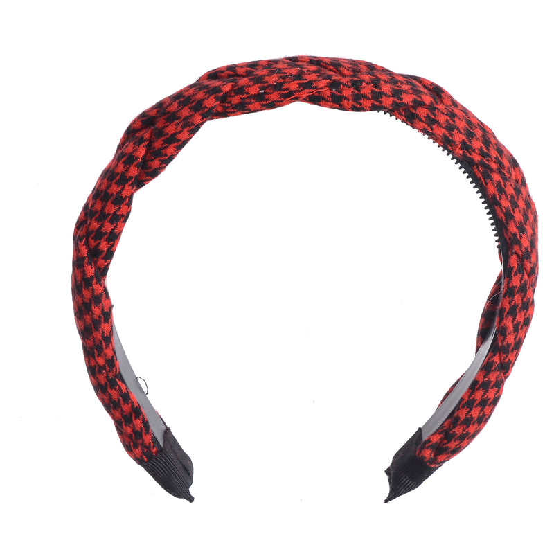 A hairband for women with square plaids in the shape of braids