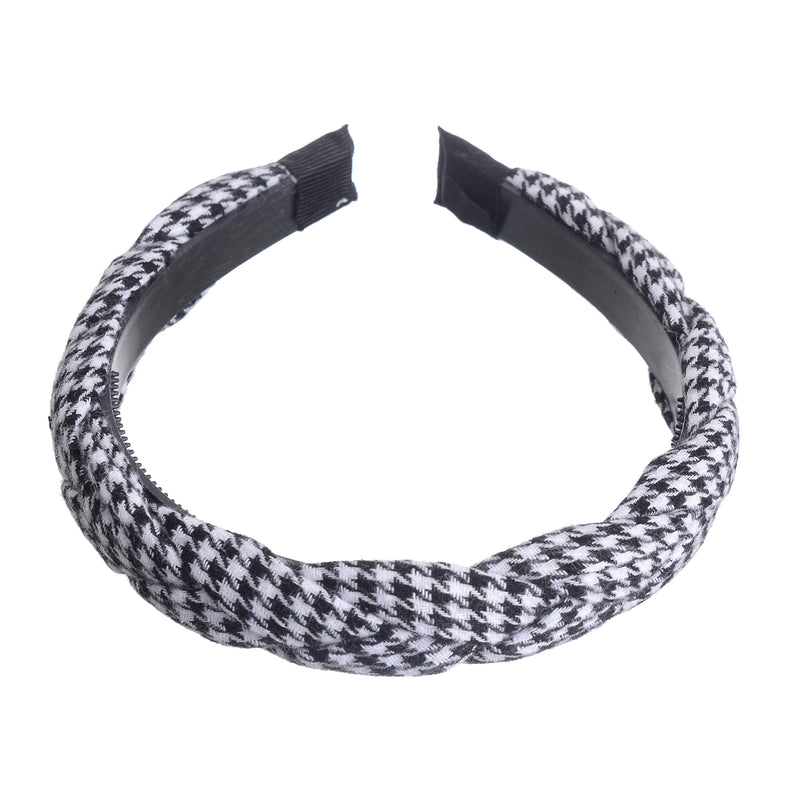 A hairband for women with square plaids in the shape of braids