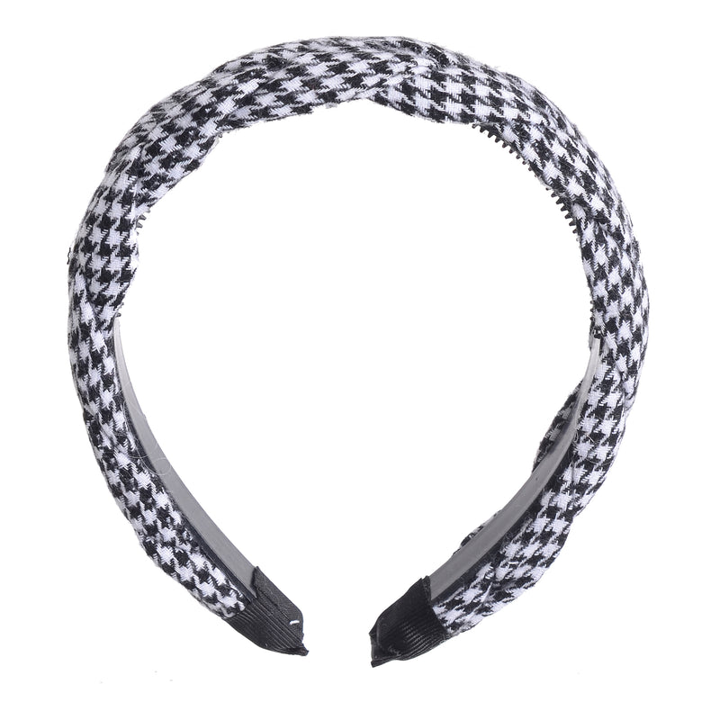 A hairband for women with square plaids in the shape of braids