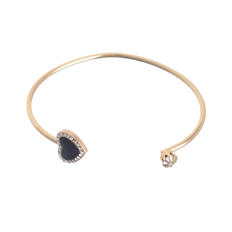 Heart-shaped bracelet decorated with open zircon stones in gold color