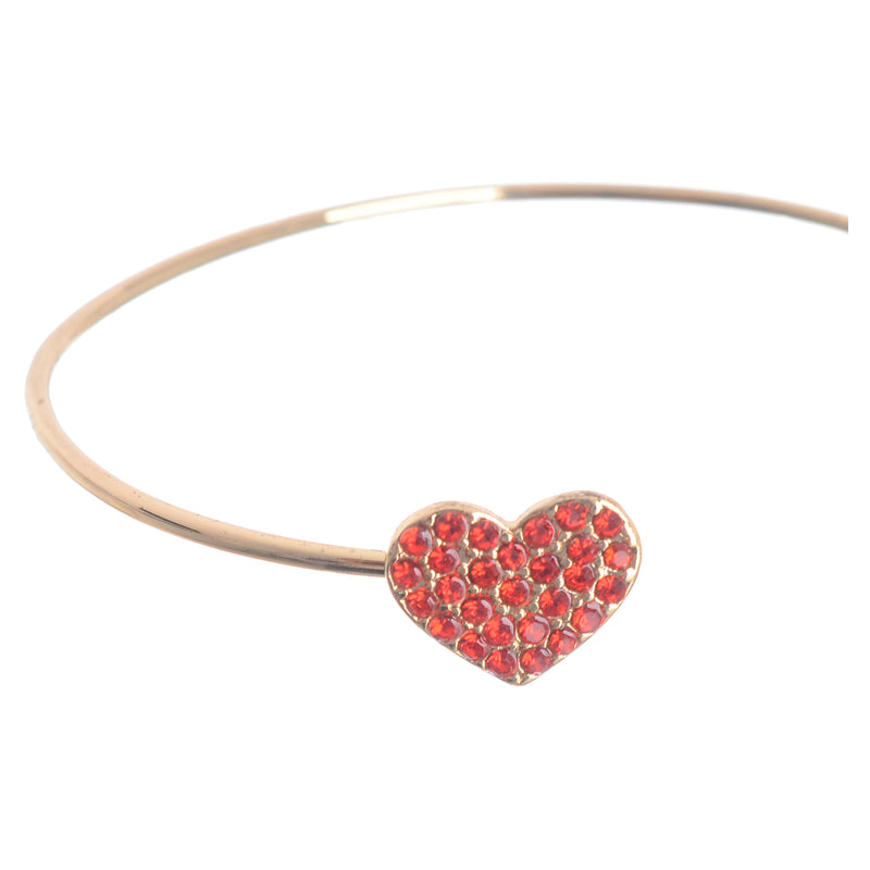 Heart-shaped bracelet decorated with open zircon stones in gold color