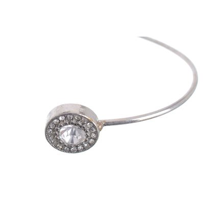 A distinctive shape hand bracelet decorated with open zircon lobes, silver color