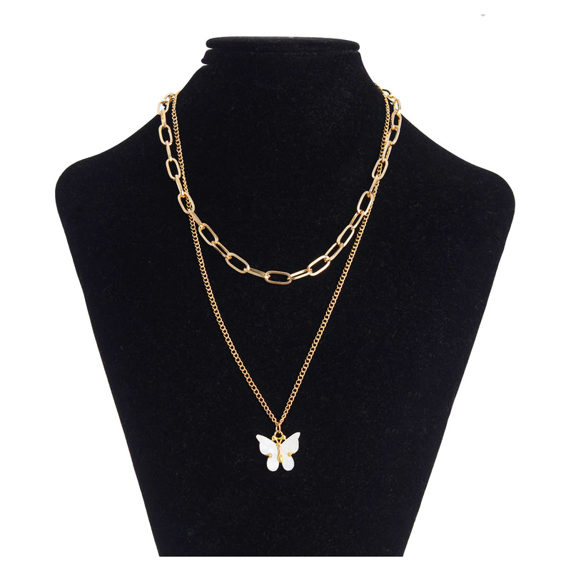 Two-layer butterfly-shaped chain with gold chain