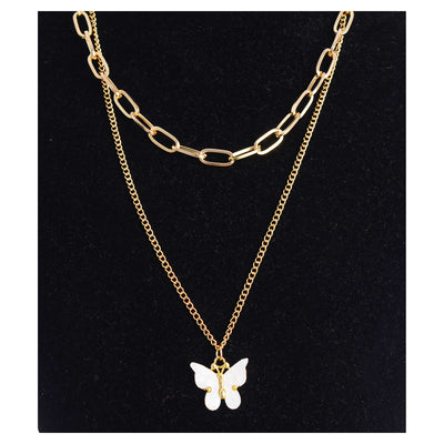 Two-layer butterfly-shaped chain with gold chain