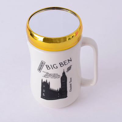 مج سيراميك حراري بمرأة ( Big Ben ) لون أوف وايت