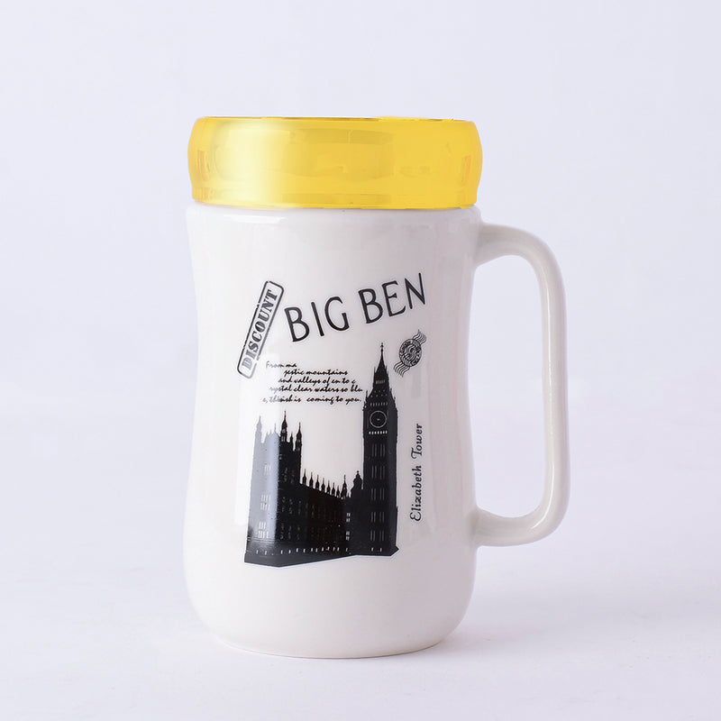 مج سيراميك حراري بمرأة ( Big Ben ) لون أوف وايت