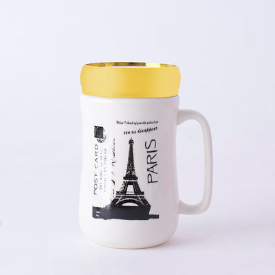 مج سيراميك حراري بمرأة ( Paris ) لون أوف وايت