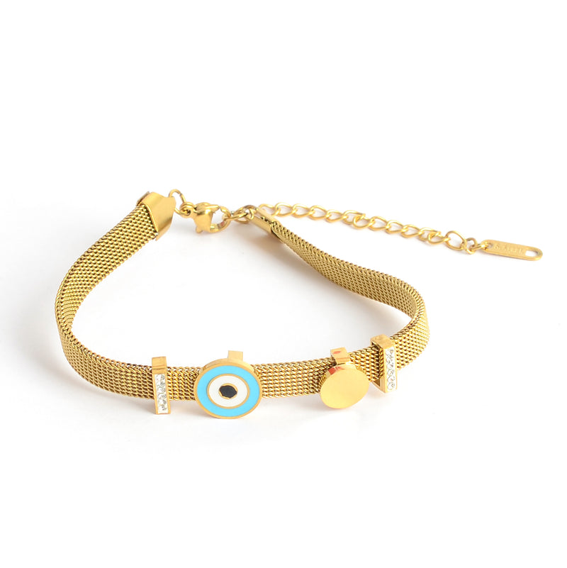 انسيال يد للنساء شكل جلد ثعبان مع عين زرقاء لون ذهبي