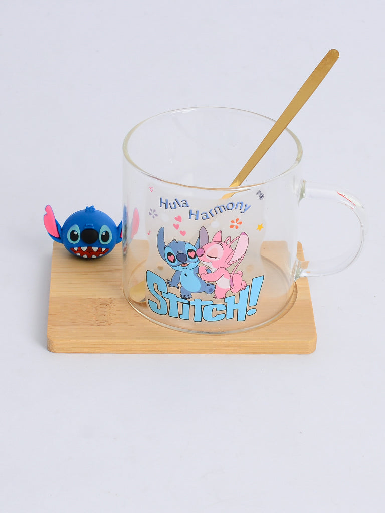 مج زجاج بالقاعدة شكل " Stitch " شفاف