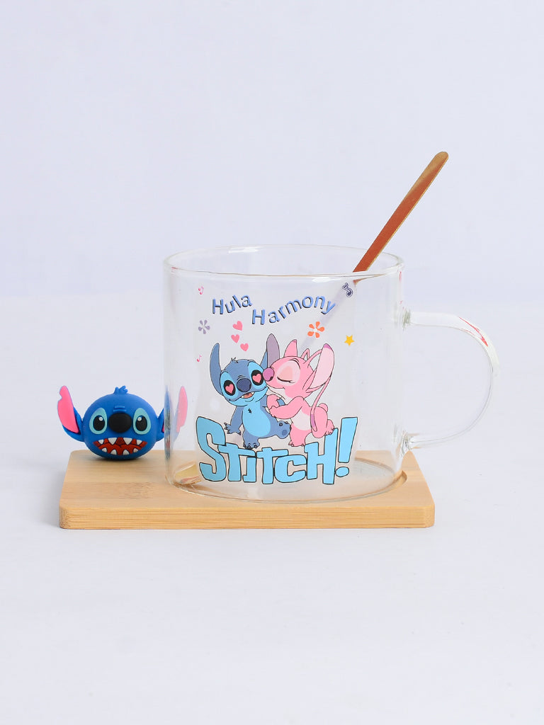 مج زجاج بالقاعدة شكل " Stitch " شفاف