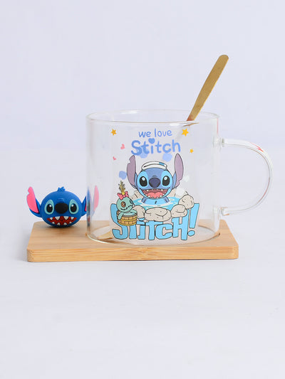 مج زجاج بالقاعدة شكل " Stitch " شفاف