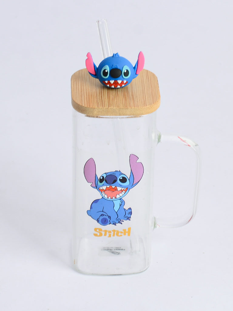 مج زجاجي مربع شكل " Stitch" شفاف