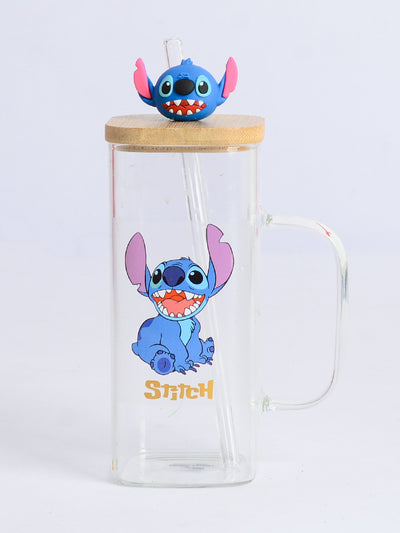 مج زجاجي مربع شكل " Stitch" شفاف